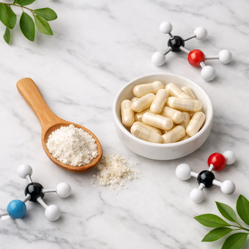 Natural amino acid supplement capsules and powder for L-serine formulation